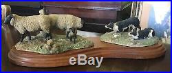 1981 Ray Ayres Border Fine Arts Suffolk ewes & collies On Plinth. 4 Tall X 13