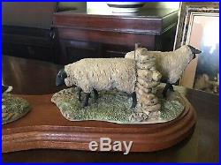 1981 Ray Ayres Border Fine Arts Suffolk ewes & collies On Plinth. 4 Tall X 13