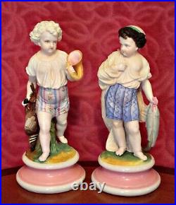 A Pair of Antique Very Rare German Porcelain Figurines, 19th Century