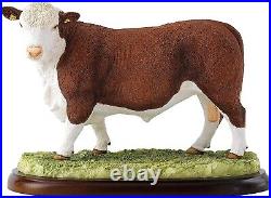 BORDER FINE ARTS HEREFORD BULL CATTLE FIGURINE On Wooden Base BORDER FINE ARTS HEREFORD BULL CATTLE FIGURINE On Wooden Base