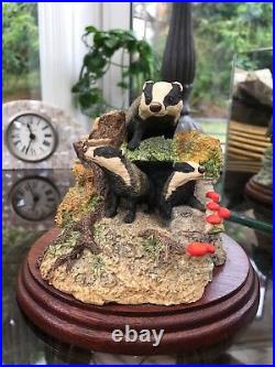 Badgers & Family Hand Painted Ornament by David Walton