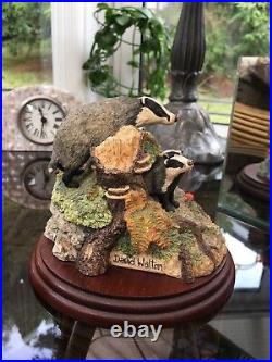 Badgers & Family Hand Painted Ornament by David Walton