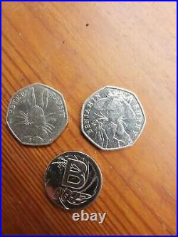 Beatrix Potter 50P Half Whisker Peter Rabbit coin