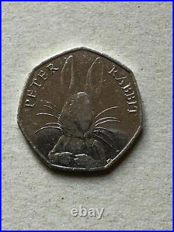 Beatrix Potter Peter Rabbit 50p Coin, Half Whisker 2016 Good Used Condition