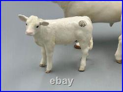 Border Fine Arts Charolais Bull 4958 Cow 4599 and Calf 4602 Set