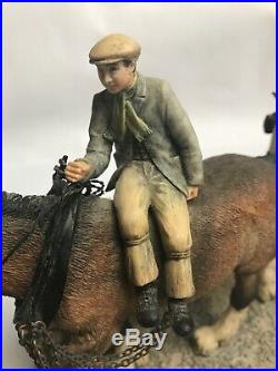 Border Fine Arts Farmer & Two Shire Horses'Coming Home' 1985 Made in Scotland