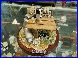 Border Fine Arts Figurine BO275 In The Shade Collie Dog And Puppies Boxed Ayers
