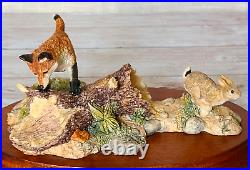 Border Fine Arts Fox Outfoxed FT02 Rare Fox & Rabbit Figurine by D. Walton 1995