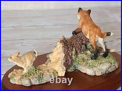 Border Fine Arts Fox Outfoxed FT02 Rare Fox & Rabbit Figurine by D. Walton 1995