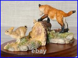 Border Fine Arts Fox Outfoxed FT02 Rare Fox & Rabbit Figurine by D. Walton 1995