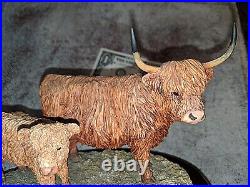 Border Fine Arts Highland Cow & Calf 167 Figurine Made In Scotland 1995 Perfect