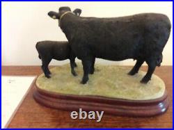 Border Fine Arts Rare Welsh Black Cow And Calf Limited Edition