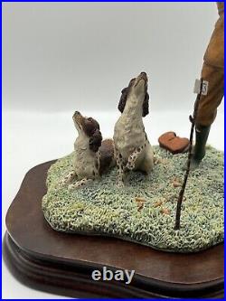 Border Fine Arts Reaching For The High Bird Liver & White Spaniels by R Ayres