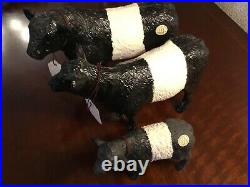 Border Fine Arts Set Belted Galloway Cow, Calf And Bull, All Boxed