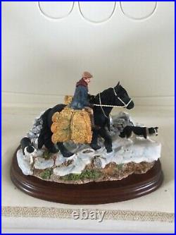 Border fine arts CARRYING BURDENS. Pony Rider and Collies