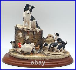 Border fine arts figurine Out of harm's way Collie dog & puppies Mint/boxed