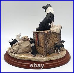 Border fine arts figurine Out of harm's way Collie dog & puppies Mint/boxed