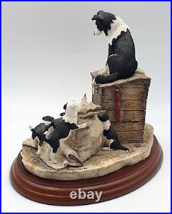 Border fine arts figurine Out of harm's way Collie dog & puppies Mint/boxed