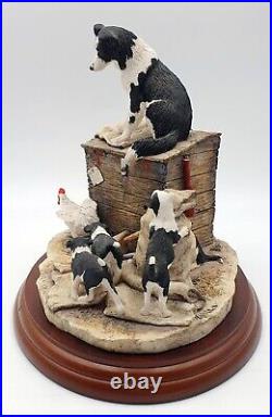 Border fine arts figurine Out of harm's way Collie dog & puppies Mint/boxed