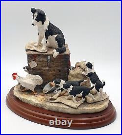 Border fine arts figurine Out of harm's way Collie dog & puppies Mint/boxed