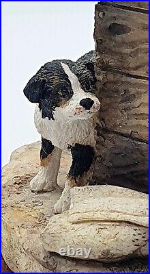 Border fine arts figurine Out of harm's way Collie dog & puppies Mint/boxed