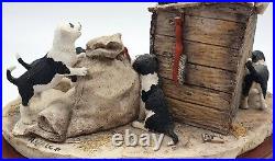 Border fine arts figurine Out of harm's way Collie dog & puppies Mint/boxed