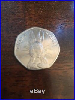 Extremely rare Beatrix Potter 50P Half Whisker Peter Rabbit 2016 coin
