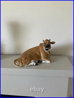Large Ceramic Laying Jersey Cow Figurine Statue Hand Made Studio cMM03 28cm VGC
