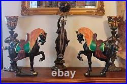 Pair of Large Chinese Tang Dynasty Ceramic Horses