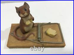 RARE Vintage AYNSLEY Border Fine Arts, MOUSE ON TRAP, CHEESE 1980, owned from new