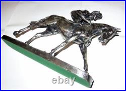 Silver Horse and Jockey by David Geenty. Racing figurine sculpture. Rare