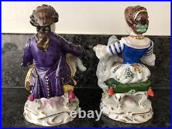 Sitzendorf Porcelain Figurines Boy & Girl With Lambs. VGC