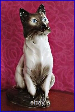 Vintage Large Very Rare'Royal Dux' Porcelain Cat Figurine