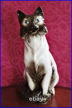 Vintage Large Very Rare'Royal Dux' Porcelain Cat Figurine
