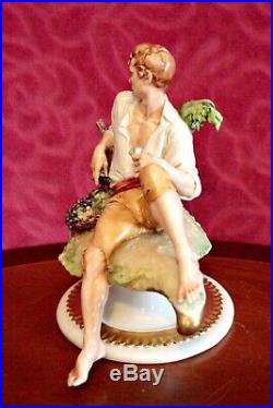 Vintage Rare Giuseppe Cappe (Capodimonte) Porcelain Figurine'Man with Grapes